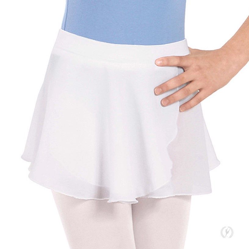 Girls Chiffon Mock Wrap Pull On Skirt, Color: White, Size: SC