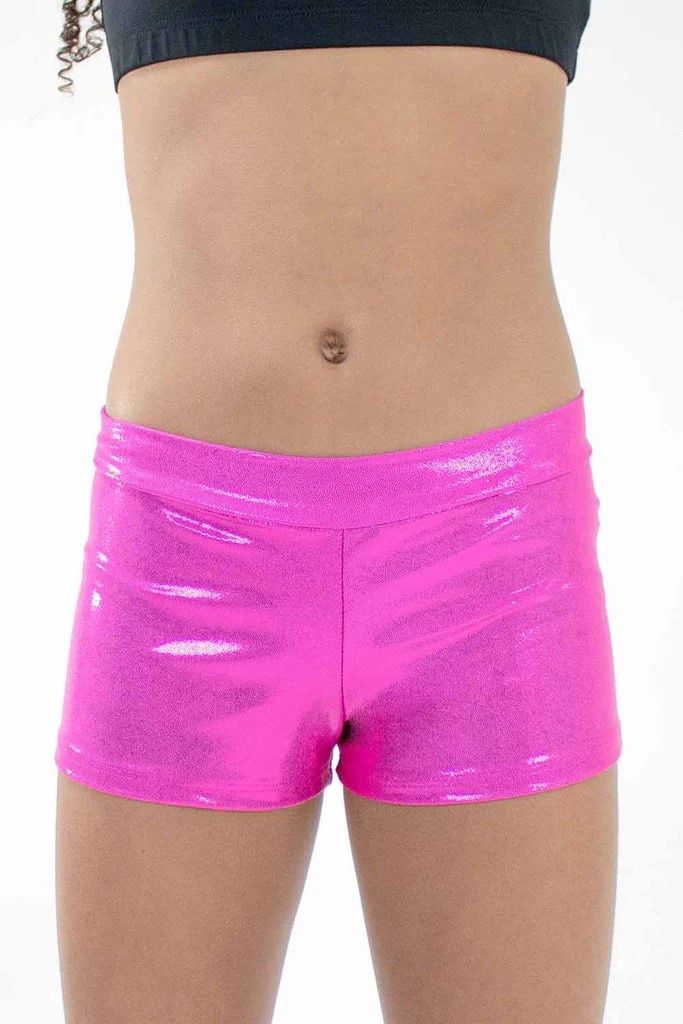 Girls&#39; Metallic 1&quot; Inseam Hot Shorts, Color: Hot Pink, Size: 12-14