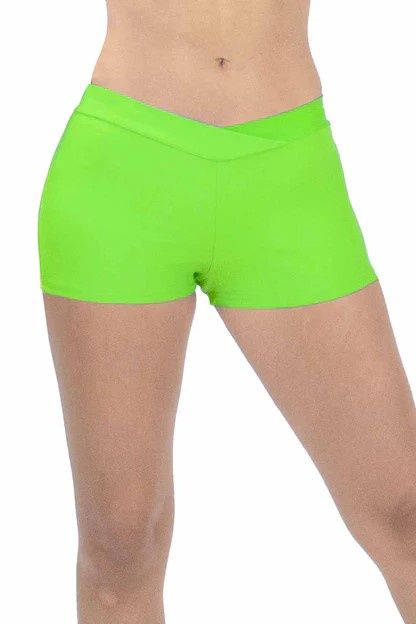 Micro Nylon V-Front Short- Girls, Color: Neon Lime, Size: 6x-7