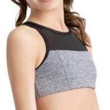 Dance Active Front Keyhole Bratop, Color: GRY/BLK, Size: SA