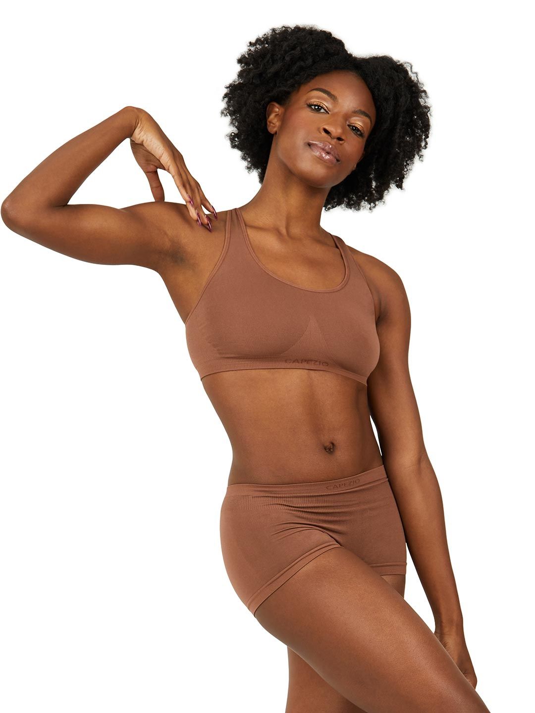 Seamless Racerback Sports Bra, Color: Mocha, Size: XS/S