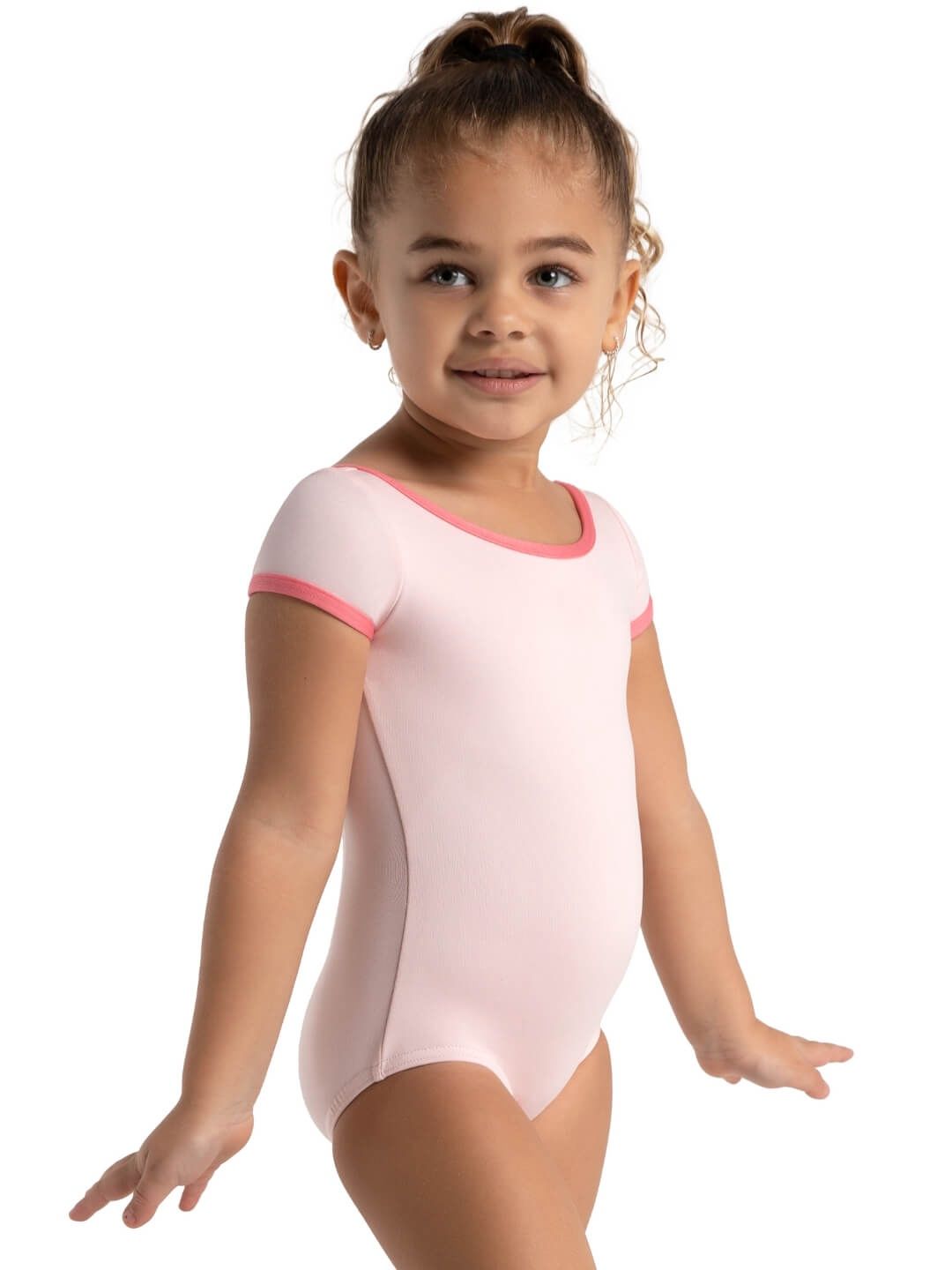 Color Pop Short Sleeve Square Back Leotard - Girls, Color: PNF, Size: XSC