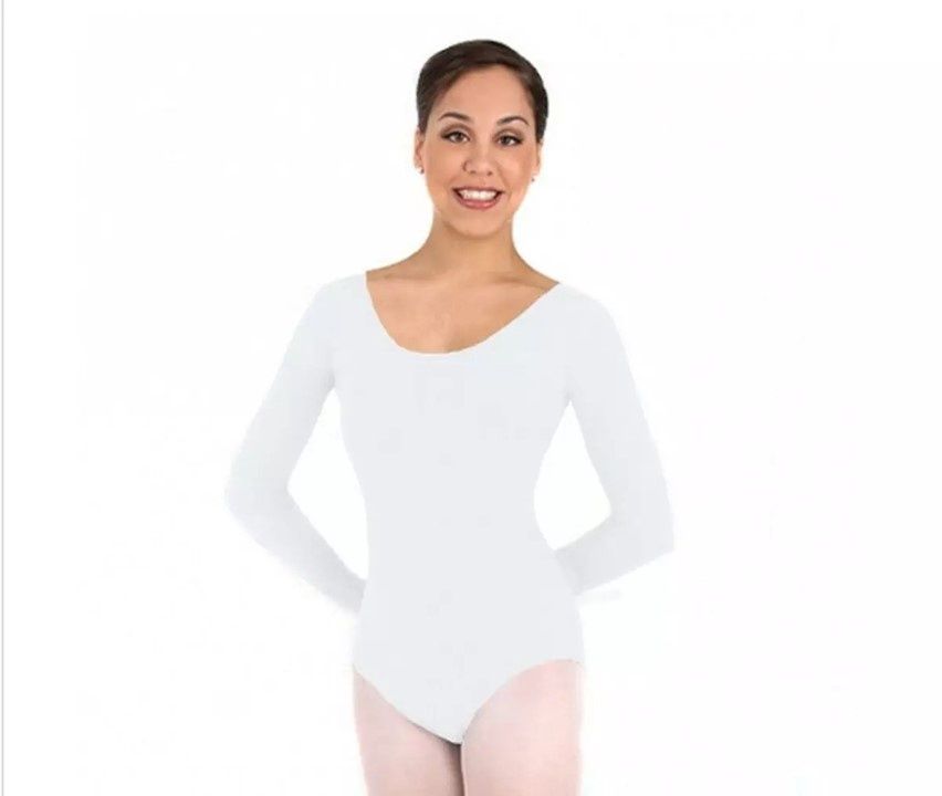 Cotton Long Sleeve Leotard - Womans, Color: White, Size: XSA