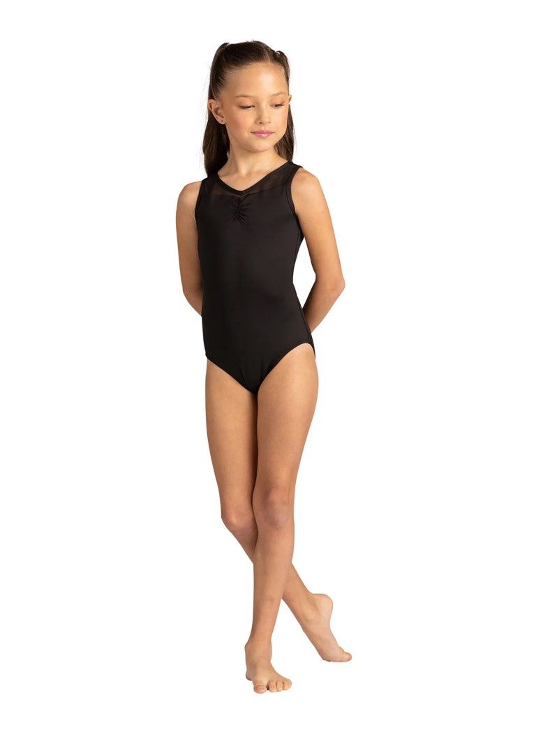 Kids Piper Pinch Tank Leotard, Color: Black, Size: 4-6