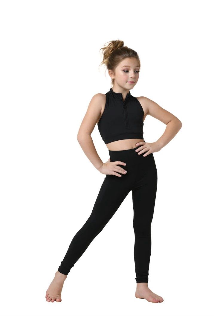 Kids Brooklyn Zip Up Top, Color: Black, Size: 6x-7