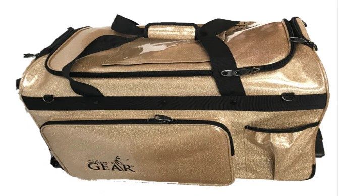 LARGE Glam&#39;r Gear Mobile Changing Station Dance Duffel Bag with Built-In uHide Rack, Color: Rose Gold