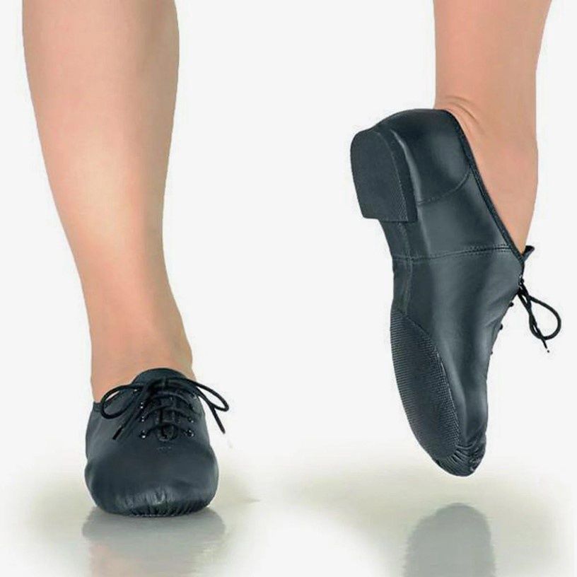 SoDanca Janis - SLJ10 Adult Lace-up Jazz Shoe, Color: Black, Size: 8.5, Width: W