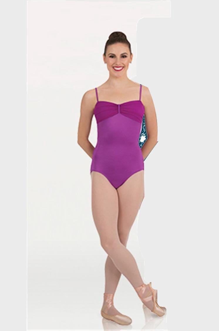 Adult Tiler Peck Gathered Bust Overlay Camisole Leotard, Color: Magenta, Size: LA