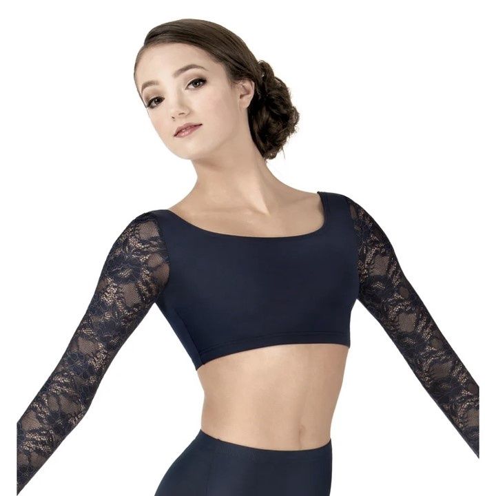 Long Sleeve Lace Sleeve Crop Top