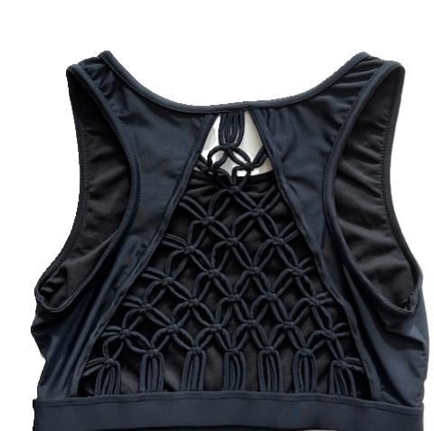 Macrame Back Bra Top, Color: Black, Size: XSA