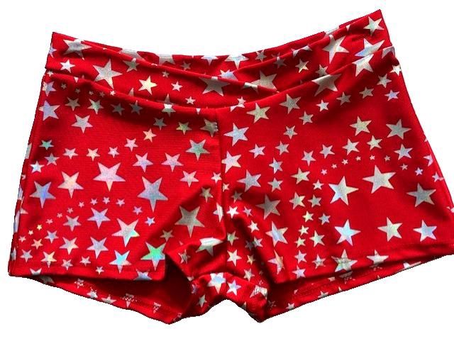 Stars Foil Short - Girls, Color: RED, Size: 12-14