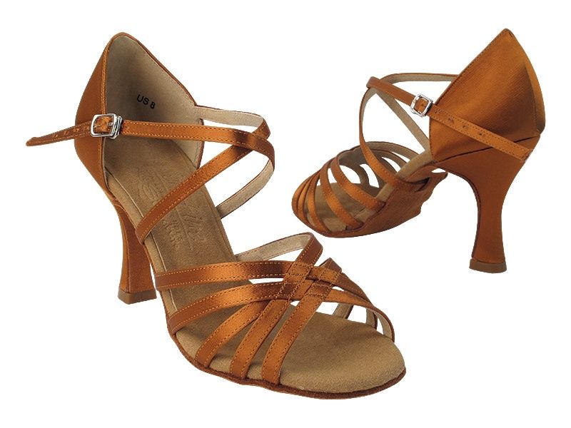 2.5" Satin Ballroom Shoes S9216, Color: Copper Tan Satin, Size: 9.5M