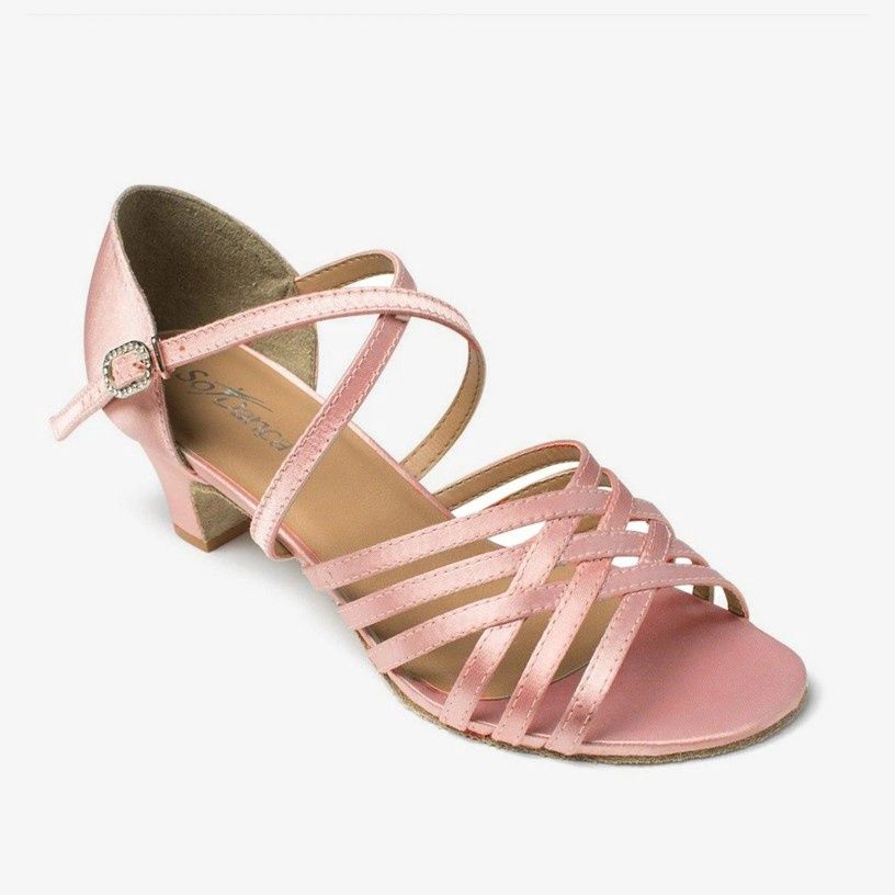 Rabah - BL180 1.5" Heel Open Toe Ballroom Shoe, Color: Salmon, Size: 9M