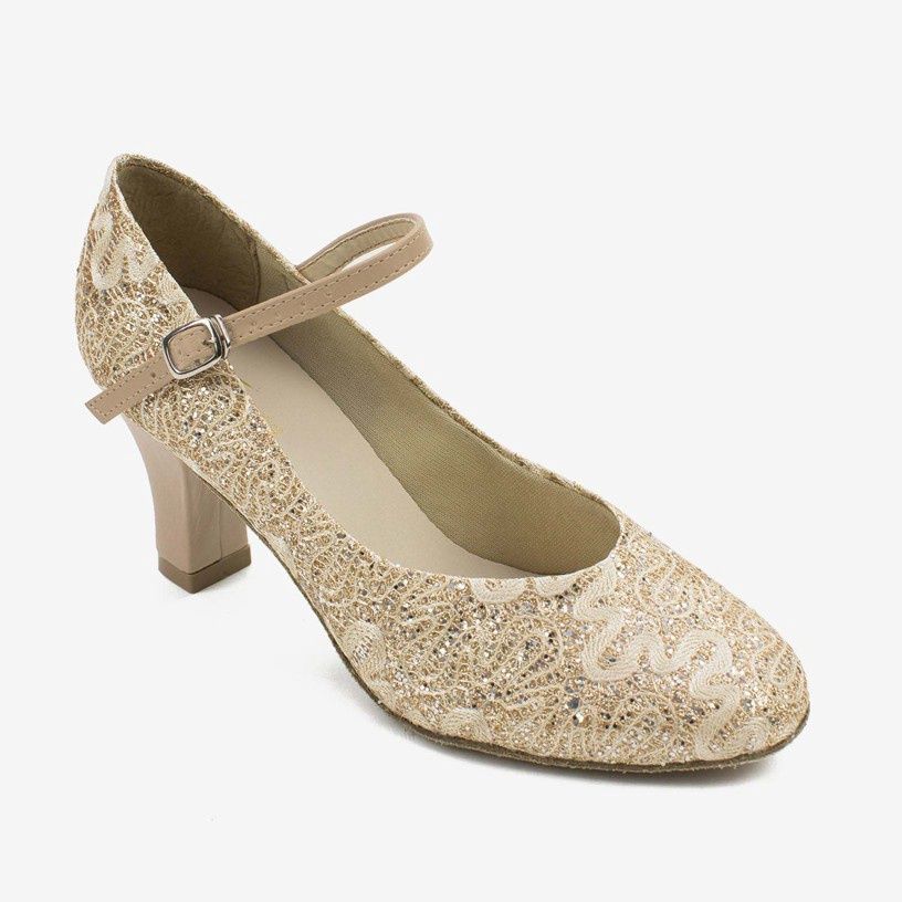Rosalina - BL166 2.5" Heel Sparkled Ballroom Shoe, Color: SPKL Gold, Size: 9M
