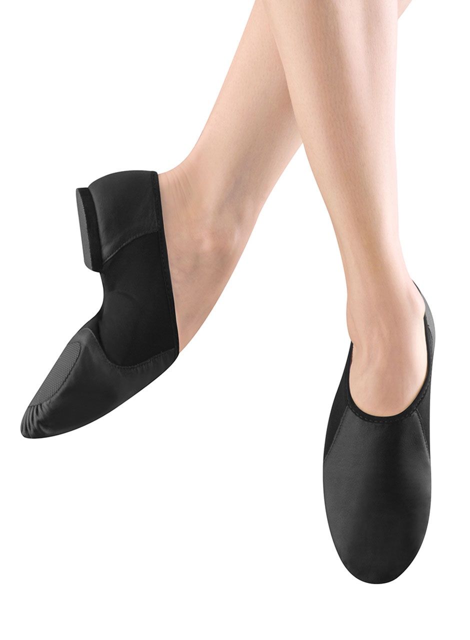 BLOCH Girls Neo-Flex Slip On Leather Jazz Shoes, Color: Black, Size: 1.5