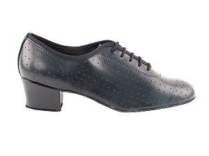 1.5" Perforated Leather Lace-up Ballroom, Color: Black, Size: 6M