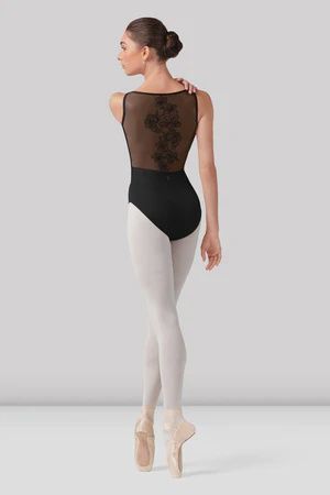 BLOCH Ladies Emma Floral Boat Neck Leotard, Color: Black, Size: XSA