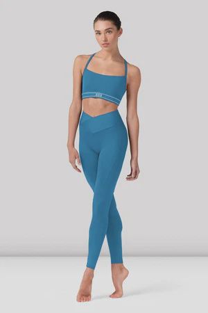 BLOCH Ladies Anna V Front Legging, Color: Cerulean, Size: XSA