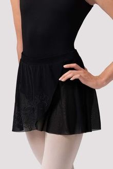 BLOCH Ladies Zoe Floral Mesh Skirt, Color: Black, Size: XSA