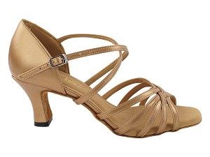 2.5" Leather Ballroom Shoe S9216, Color: Copper/Nude, Size: 9M