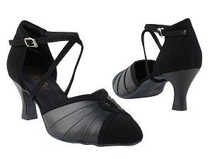 2.5" Leather/Nubuck  Ballroom Shoe, Color: Black, Size: 7.5M