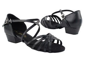 Leather Open Toe 1” Heel 1670FT, Color: Black, Size: 9M