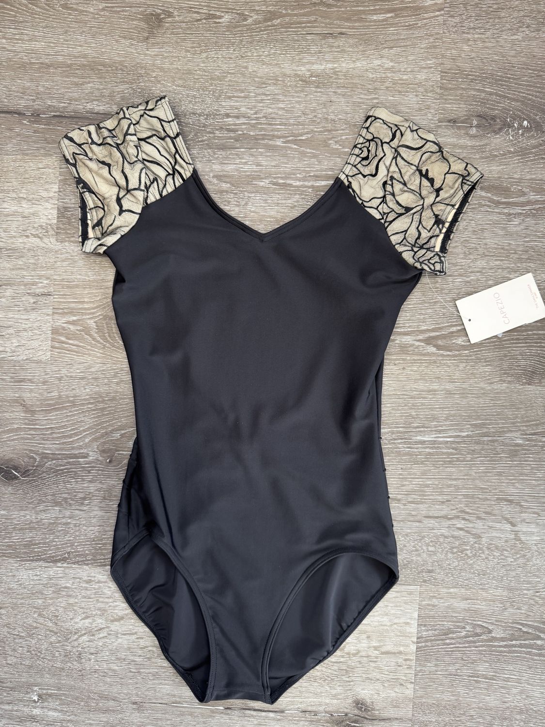 Rococo Riche Cap Sleeve Leotard - Adult, Color: Black, Size: MA