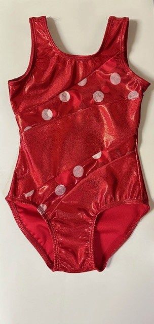 Circle Slinted Design Gymnastics Leotard, Color: Red, Size: 4-5
