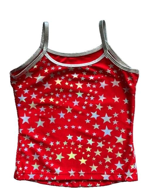 Stars Foil Cami Tank Top - Girls, Color: Red, Size: 12-14