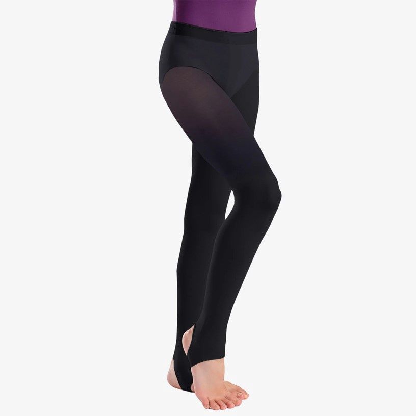 Child Stirrup Tights - TS77, Color: Black, Size: M/L