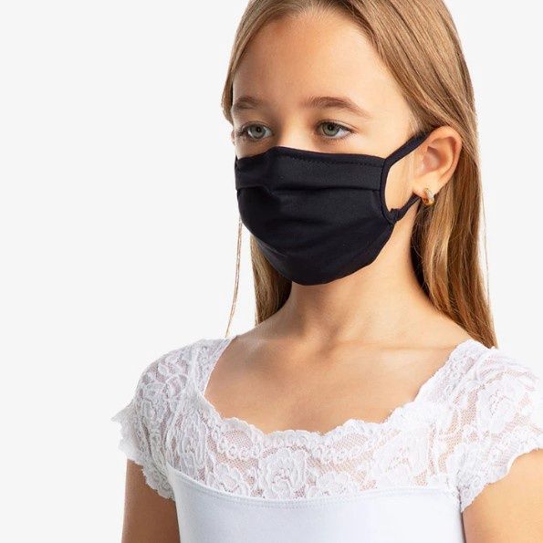 Child Fitted Face Mask, Color: Black, Size: Child