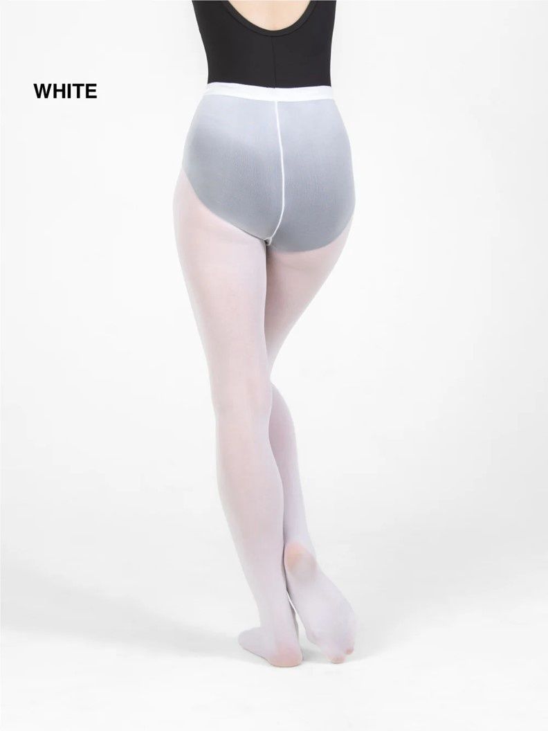 TotalSTRETCH Seamless Footed Tights, Color: White, Size: L/XL