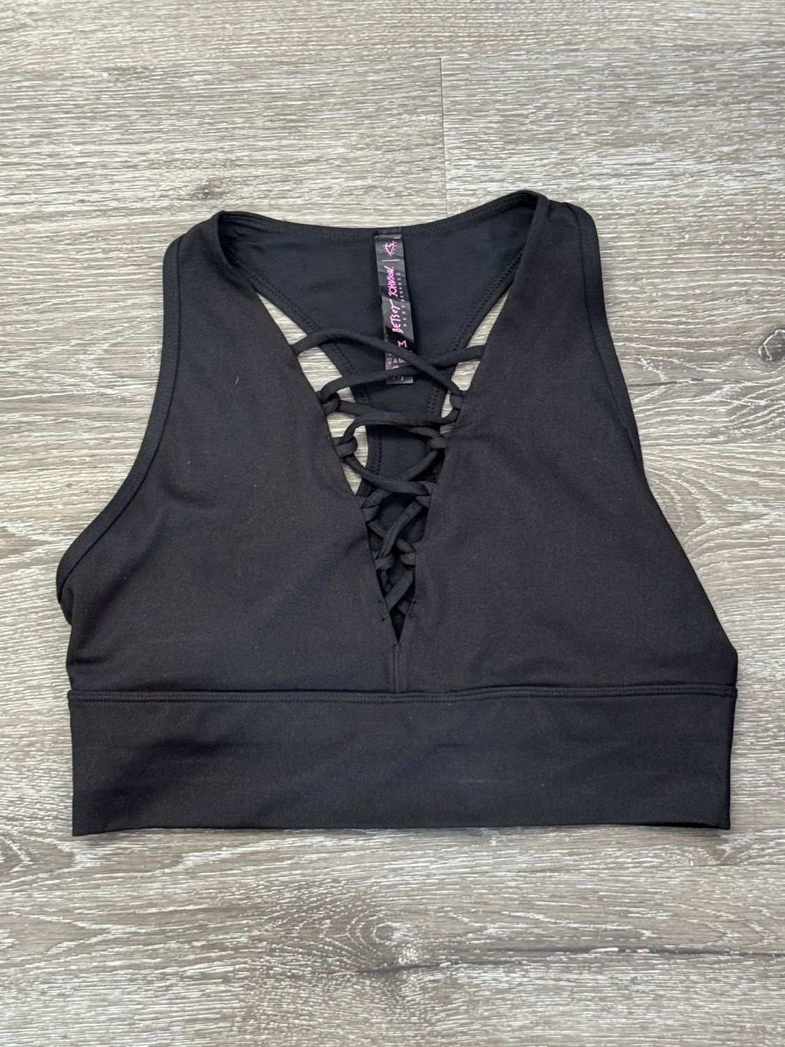 Front Lace-up Bra Top, Color: Black, Size: MA