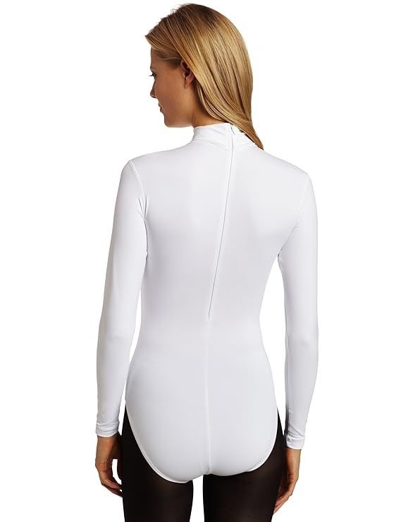Stretch Tech Turtleneck Leotard, Color: White, Size: XL