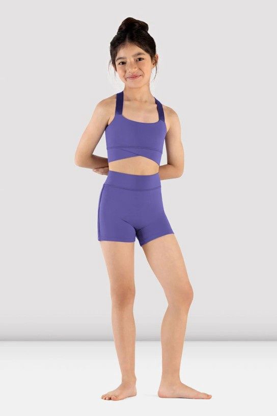 Girls Mirella Majesty Cross Back Crop Top, Color: Tanzanite, Size: 6x-7