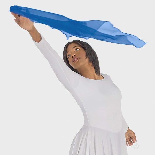 Diamond Shaped Chiffon Finger Scarf with Finger Loop, Color: Royal
