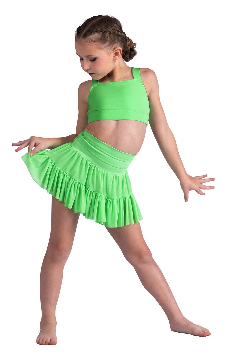 Kids Coty Bra With Crisscross Back, Color: Luminous Green, Size: 6x-7