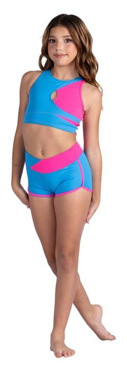 Lily Two Tone Short, Color: Caribbean Pop/Neon Pink, Size: 4-6