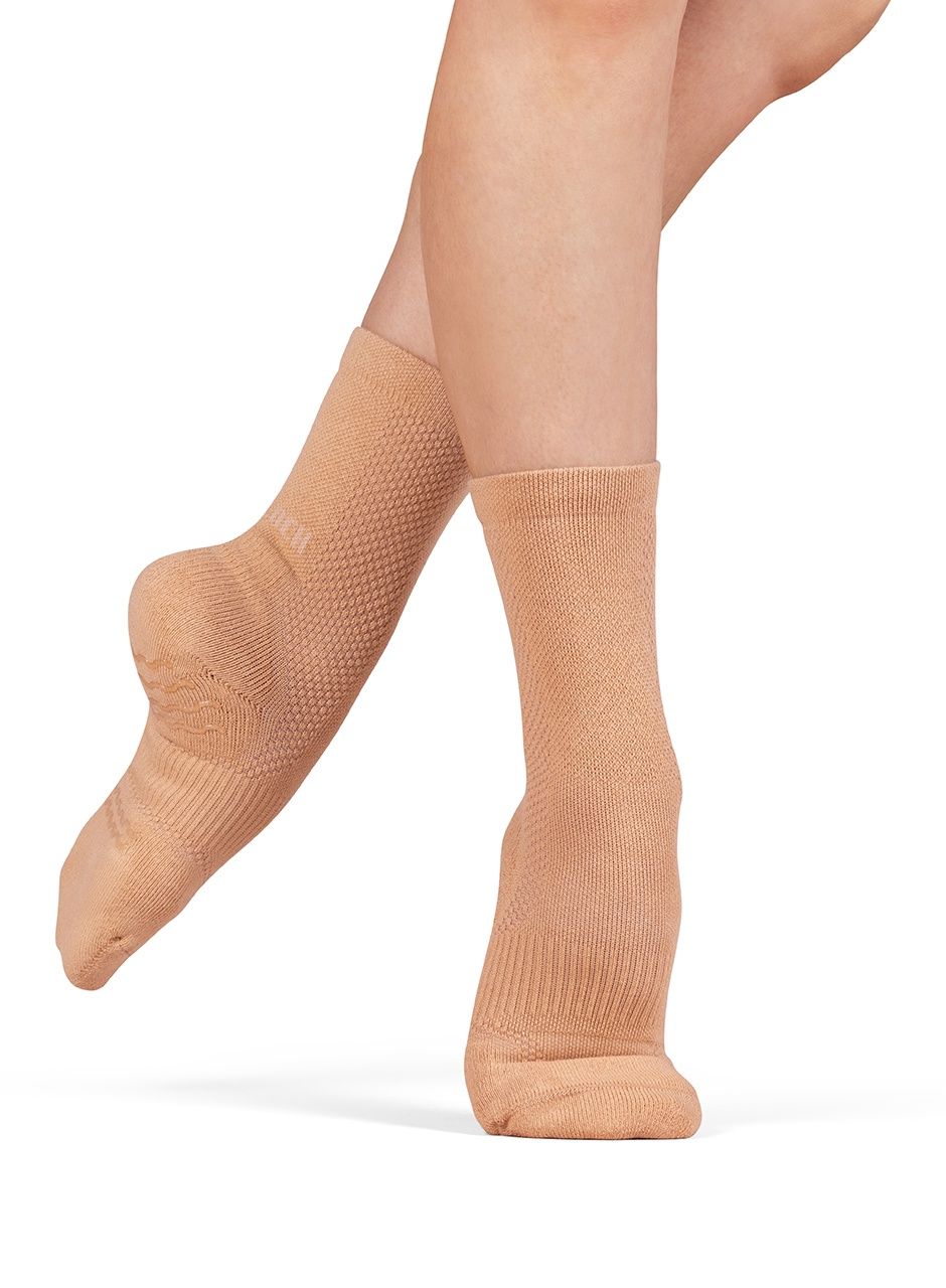 BlochSox Crew Length Dance Sock, Color: Sand, Size: XS