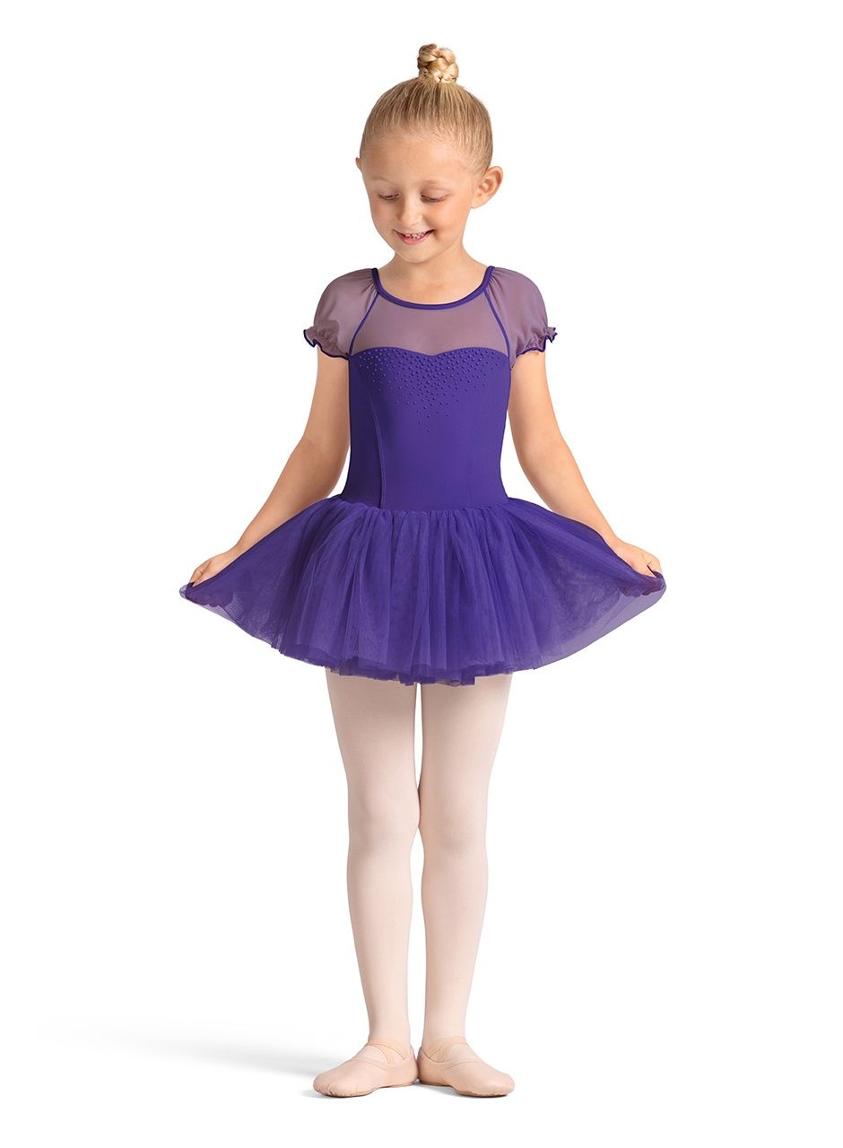 Girls Mirella Celestia Short Sleeve Printed Tutu Dress, Color: Violet, Size: 2/4