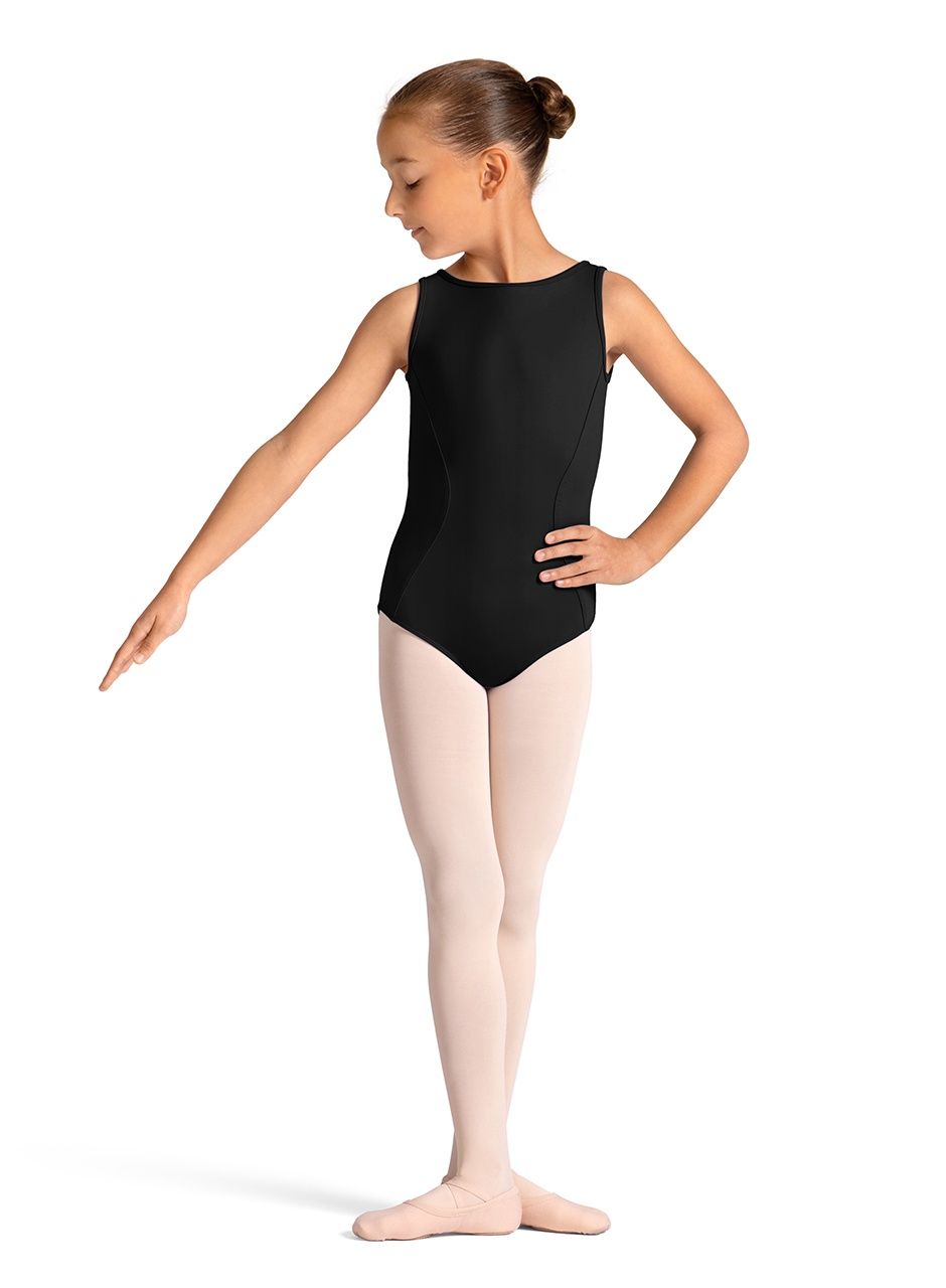 Girls Mirella Celestia Boat Neck Printed Leotard, Color: Black, Size: 6X-7