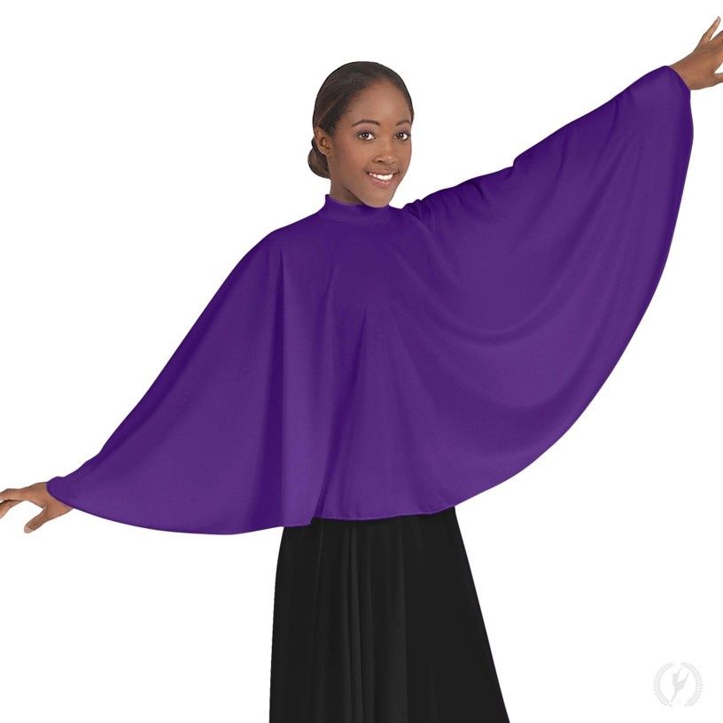 Eurotard Womens Polyester Mock Neck Praise Cape, Color: Purple, Size: S
