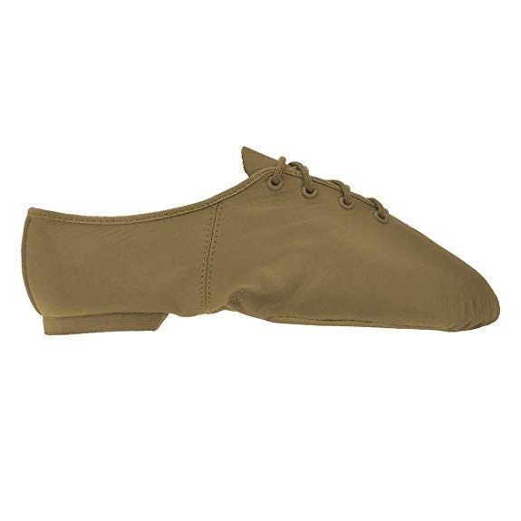 Leo's 7056 Tan Beige Leather Full Sole Lace Up Jazz Shoes