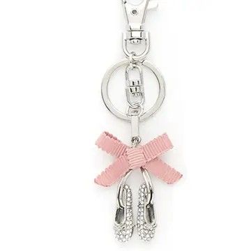 Ballet Shoe Keychain W Bow, Color: Silver