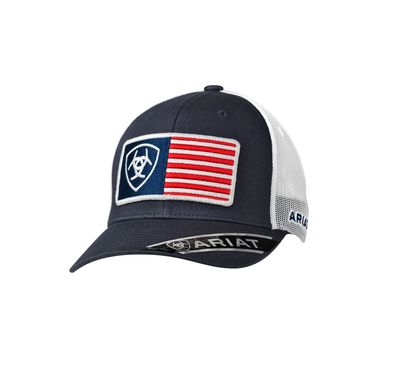 Ariat Hat MENS RFIT USA FLAG PATCH NVY 1517603
