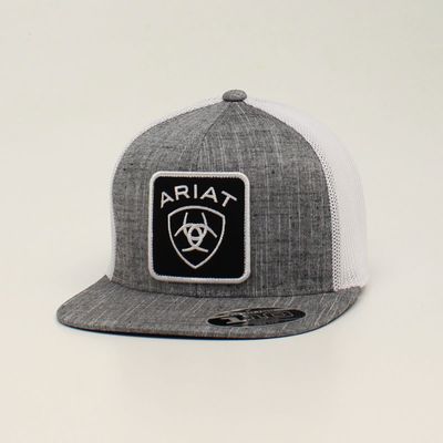 Ariat Hat MENS SNAP BACK FLEX FIT 110 LARGE PATCH LOGO GREY A300014906