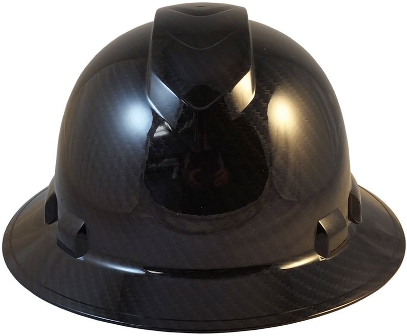 Pyramex Ridgeline HP54117S Full Brim Hard Hat Shiny Black Graphite Pattern - 4 Point Suspensions