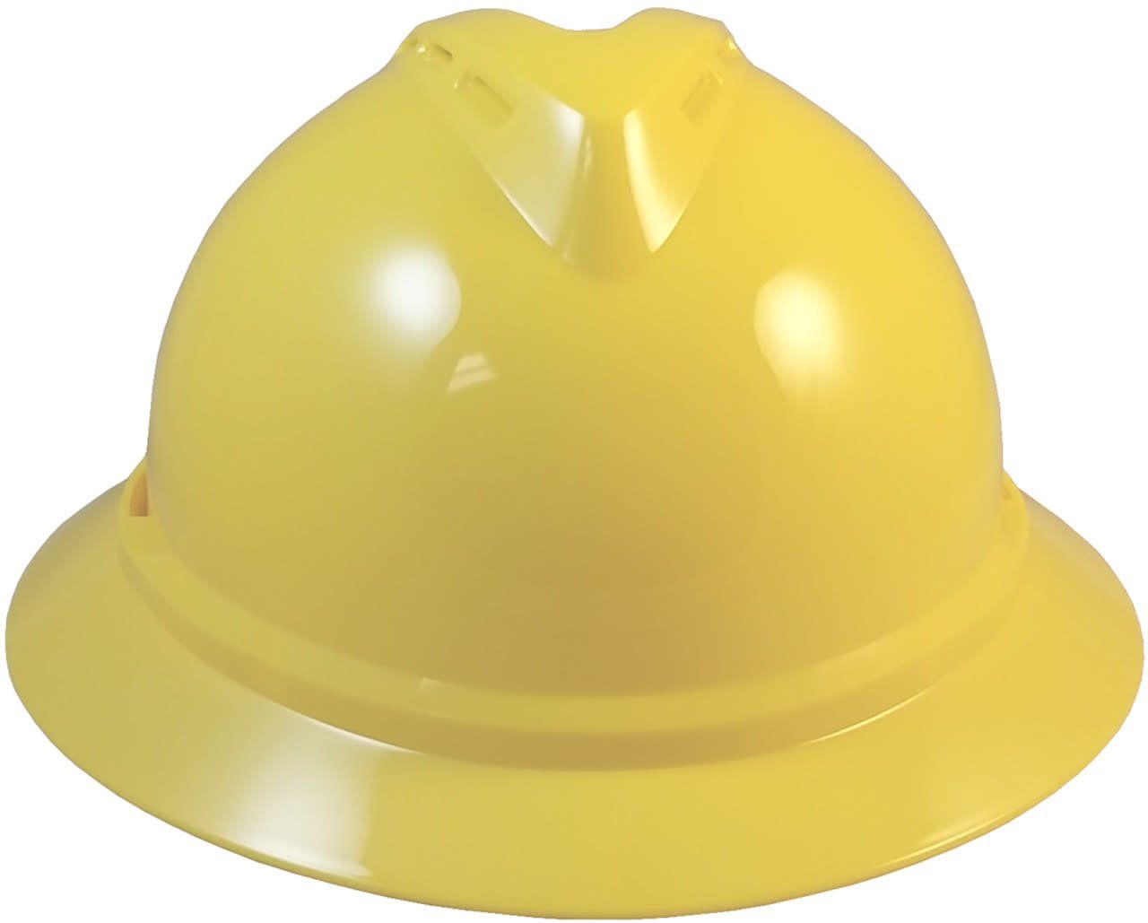 MSA Yellow Advance Full Brim Vented Hard hat with 4 point Ratchet Suspension
