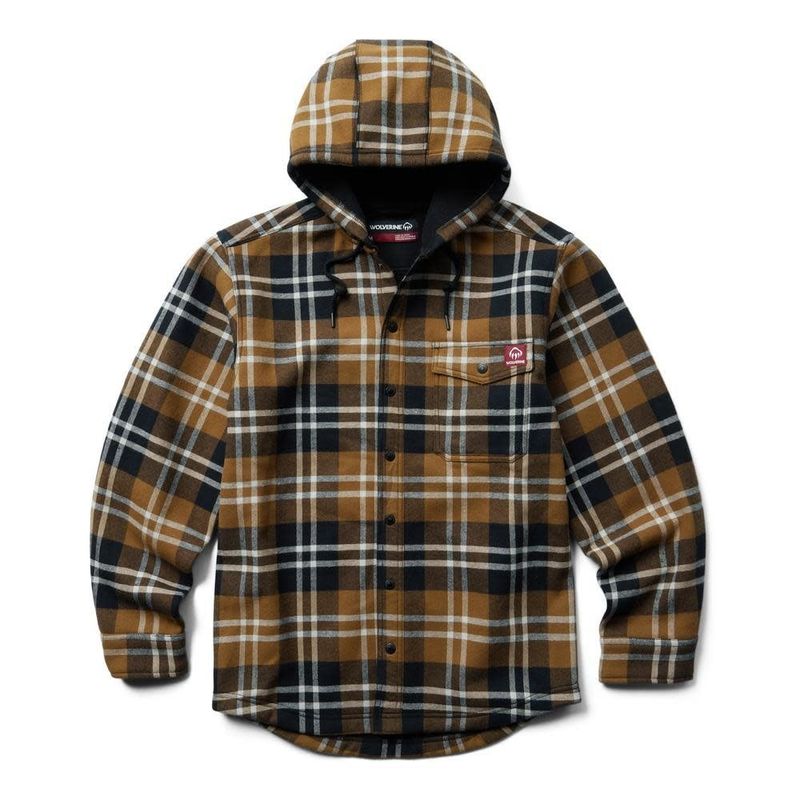 WOLVERINE BUCKSAW FLANNEL HOODED SJ / PECAN PLAID W1203770-230