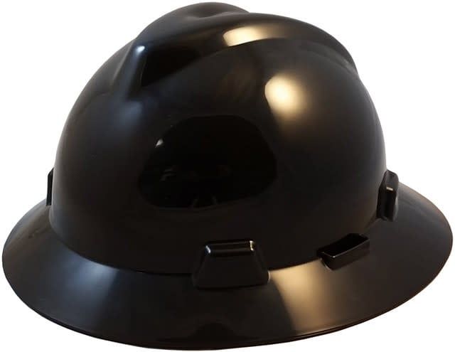 MSA Black 454737 V-Gard Full Brim Hard Hats with Staz-On Suspensions